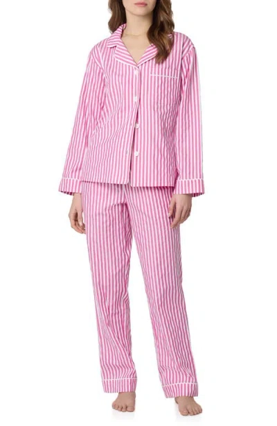 Bedhead Pajamas Stripe Organic Cotton Dobby Pajamas In Pink