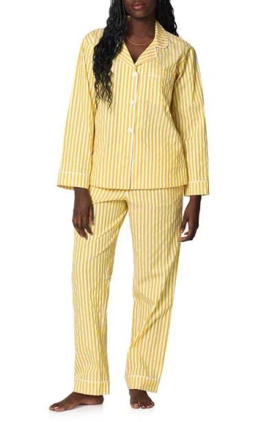 Bedhead Pajamas Stripe Organic Cotton Dobby Pajamas In Yellow