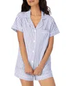 Bedhead Pajamas Striped Cotton Short Pajamas Set In Blue Stripe