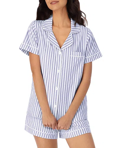 Bedhead Pajamas Striped Cotton Short Pajamas Set In Blue Stripe
