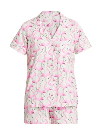 Bedhead Pajamas Women's Short-sleeve Top & Boxers Pajamas Set In Flamingo Bay