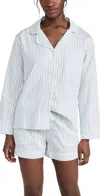 Bedhead Pjs Boy Short Long Sleeve Pajama Set In Mint 3d Stripe