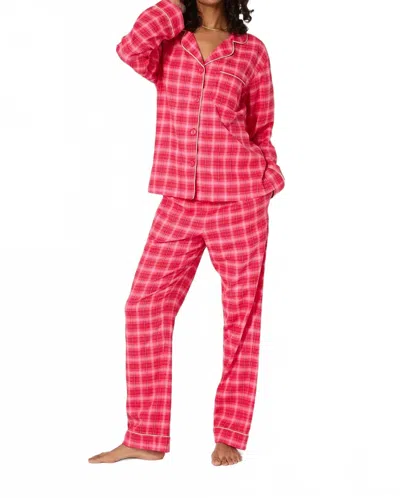 Bedhead Pjs Classic Woven Portuguese Flannel Pajama Set In Wonderland Plaid In Red