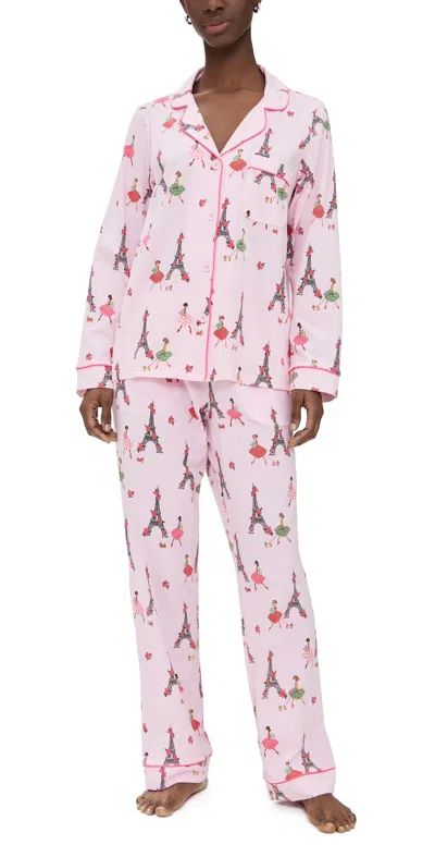 Bedhead Pjs Cotton Knit Long Sleeve Classic Pj Set Tres Chic In Tres Chic