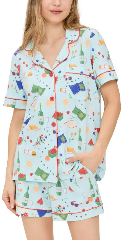 Bedhead Pjs Cotton Knit Short Sleeve Short Pj Set Garden Grazing