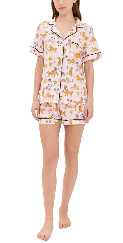 Bedhead Pjs Cotton Knit Short Sleeve Short Pj Set Tennis Cheetahs