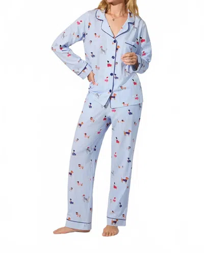 Bedhead Pjs Dog Print Pajama Set In French Pups In Blue