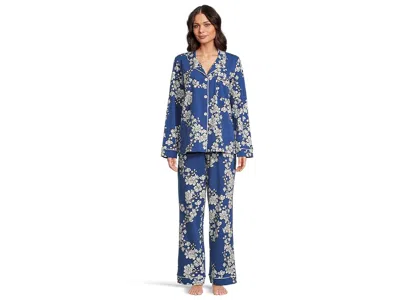 Bedhead Pjs Long Sleeve Classic Notch Collar Pajama Set (cotton Spandex) In Blue