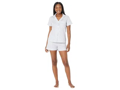 Bedhead Pjs Organic Cotton Woven Short Sleeve Shorty Set In White