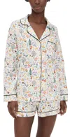Bedhead Pjs Short Sleeve Cotton Woven Boxer Pajama Set Forest Trails In White