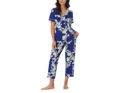 Bedhead Pjs Short Sleeve Cropped Pj Set (cotton Spandex) In Blue