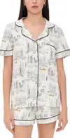 Bedhead Pjs Short Sleeve Short Pj Set City That Never Sleeps In White