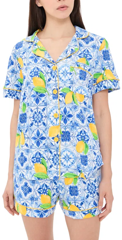 Bedhead Pjs Short Sleeve Shorts Pajama Set Azure Summer In Blue