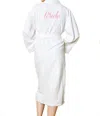 Bedhead Pjs Terry Velour 'bride' Embroidery Long Robe In White In White