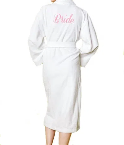 Bedhead Pjs Terry Velour 'bride' Embroidery Long Robe In White