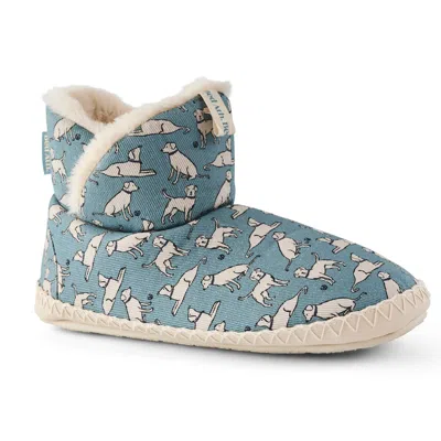 Bedroom Athletics Women's Blue Lily - All Over Labrador Dog Print Slipper Boot - Denim