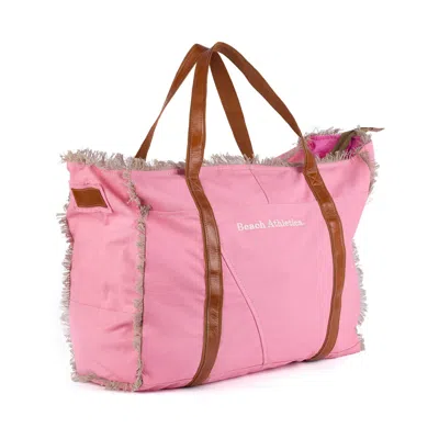 Bedroom Athletics Women's Bonnie - All Over Strap Large Washed Canvas Beach Bag - Pink