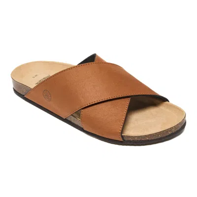 Bedroom Athletics Women's Brown Calim - Crossover Sandal Slider - Chestnut