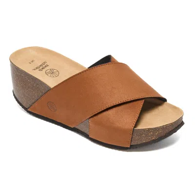 Bedroom Athletics Women's Brown Inis- Wedge Crossover Slider - Chestnut