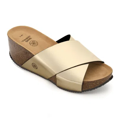 Bedroom Athletics Women's Caballe -wedge Crossover Metallic Slider - Gold