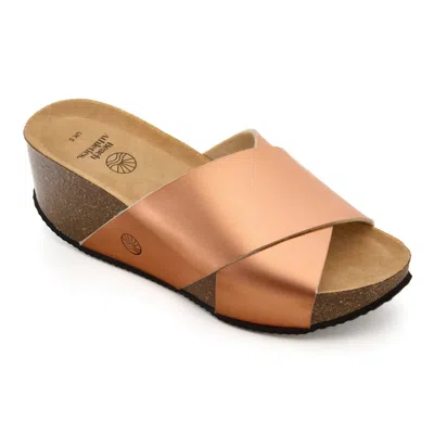 Bedroom Athletics Women's Caballe -wedge Crossover Metallic Slider - Rose Gold