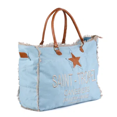 Bedroom Athletics Women's Casey - St Tropez Large Washed Canvas Beach Bag - Blue