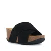 Bedroom Athletics Women's Inis - Vegan Wedge Crossover Platform Slider - Black In Black