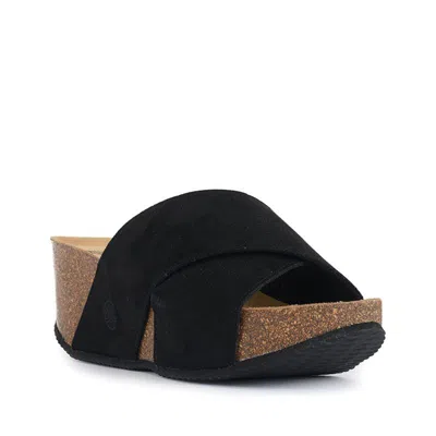 Bedroom Athletics Women's Inis - Vegan Wedge Crossover Platform Slider - Black