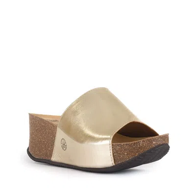 Bedroom Athletics Women's Inoro - Vegan Wedge Metallic Slider - Metallic Gold