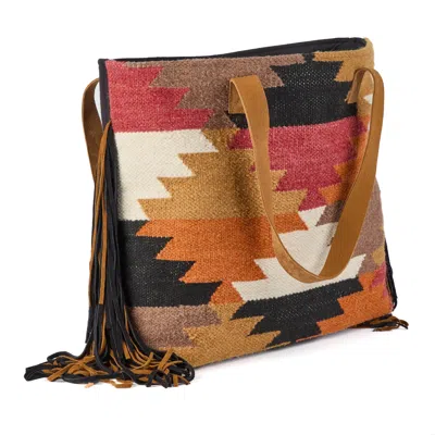 Bedroom Athletics Women's Montreux - Luxury Boho Tassled Tote Bag - Multi Azteca In Black