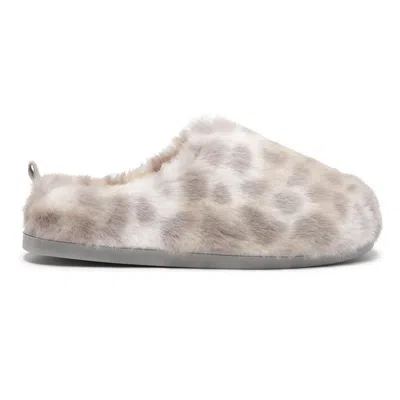Bedroom Athletics Women's Nadine - Luxury Faux Fur Mule - Grey Leopard In Multi