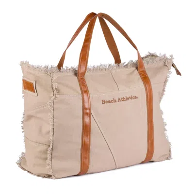 Bedroom Athletics Women's Neutrals Bonnie - All Over Strap Large Washed Canvas Beach Bag - Beige In Sand
