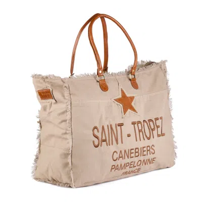 Bedroom Athletics Women's Neutrals Casey - St Tropez Large Washed Canvas Beach Bag - Beige In Sand