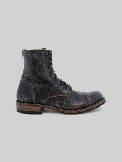 Bed:stu Protege Leather Lace-up Cap Toe Boot In Black
