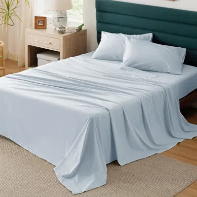 Bedsure 100% Cotton Bed Sheets With Deep Pocket Up To 16" In Sky Blue
