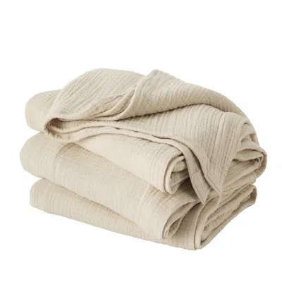 Bedsure 100% Cotton Muslin Blanket, 4-layer Lightweight Summer Blanket For Dorm, Couch & Everyday Comfort, 2 In Beige
