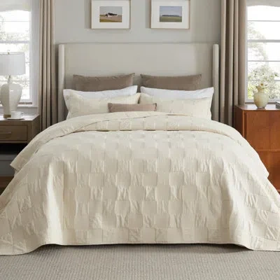 Bedsure 100% Cotton Quilt Set - Lightweight Bedspread, Cozy Bedding Coverlet 3-piece With Pillow Shams In Oat Milk