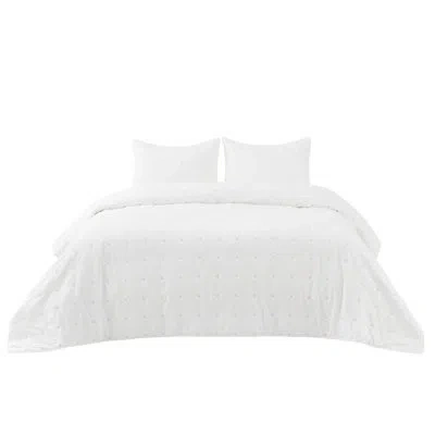 Bedsure 100% Cotton Quilt Set, Lightweight Soft Bed Coverlet, 3-piece Cozy Stitching Comforter With 2 Pillow In Snow White