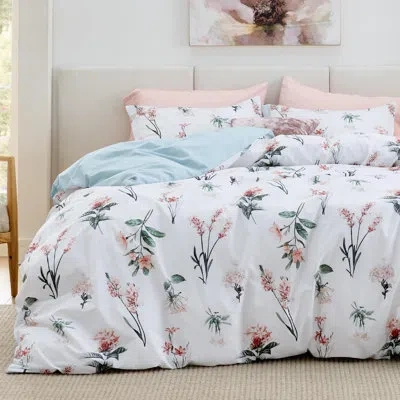 Bedsure 100% Cotton Reversible Floral Duvet Cover Set In Green,yellow Floral