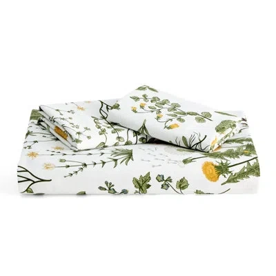 Bedsure 100% Cotton Reversible Floral Duvet Cover Set With Zipper In Green