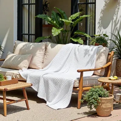Bedsure 279gsm Cotton & Rayon From Bamboo Waffle Blanket Gentlesoft™️ In Bright White