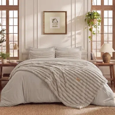 Bedsure 2-in-1 Comforter Set With Detachable Fluffy Blanket – Snaptech Design Bed-in-a-bag, All-season Beddi In Beige