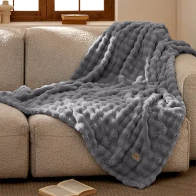 Bedsure 3d Bubble Blanket - Gentlesoft Throw Blanket For Bed Sofa Room Decor - Luxury Soft Cozy Gifts, All S In Gray