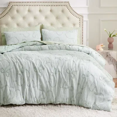 Bedsure 3d Puffy Jacquard Embroidery Bedding Comforter Set In Harbor Gray
