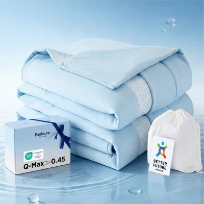 Bedsure 4x Breathable Summer Cooling Comforter - Ultra-soft Cooling Blankets For Hot Sleepers In Blue