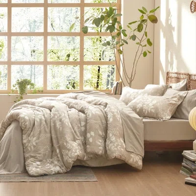 Bedsure Bed In A Bag - Reversible Flroal & Plant Pattern Printed With Comforters, Sheets, Pillowcases & Sham In Beige;beige
