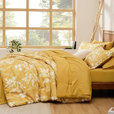 Bedsure Bed In A Bag - Reversible Flroal & Plant Pattern Printed With Comforters, Sheets, Pillowcases & Sham In Brown