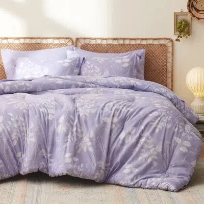 Bedsure Bed In A Bag - Reversible Flroal & Plant Pattern Printed With Comforters, Sheets, Pillowcases & Sham In Lavender