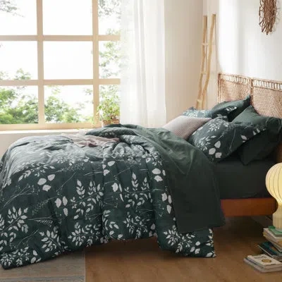 Bedsure Bed In A Bag - Reversible Flroal & Plant Pattern Printed With Comforters, Sheets, Pillowcases & Sham In Sage Green