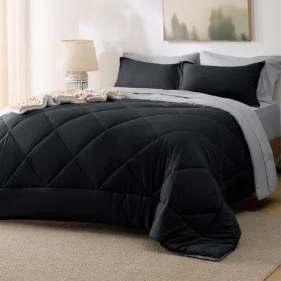 Bedsure Best Seller  Comforter Set Reversible Bedding For All Seasons-89gsm In Black